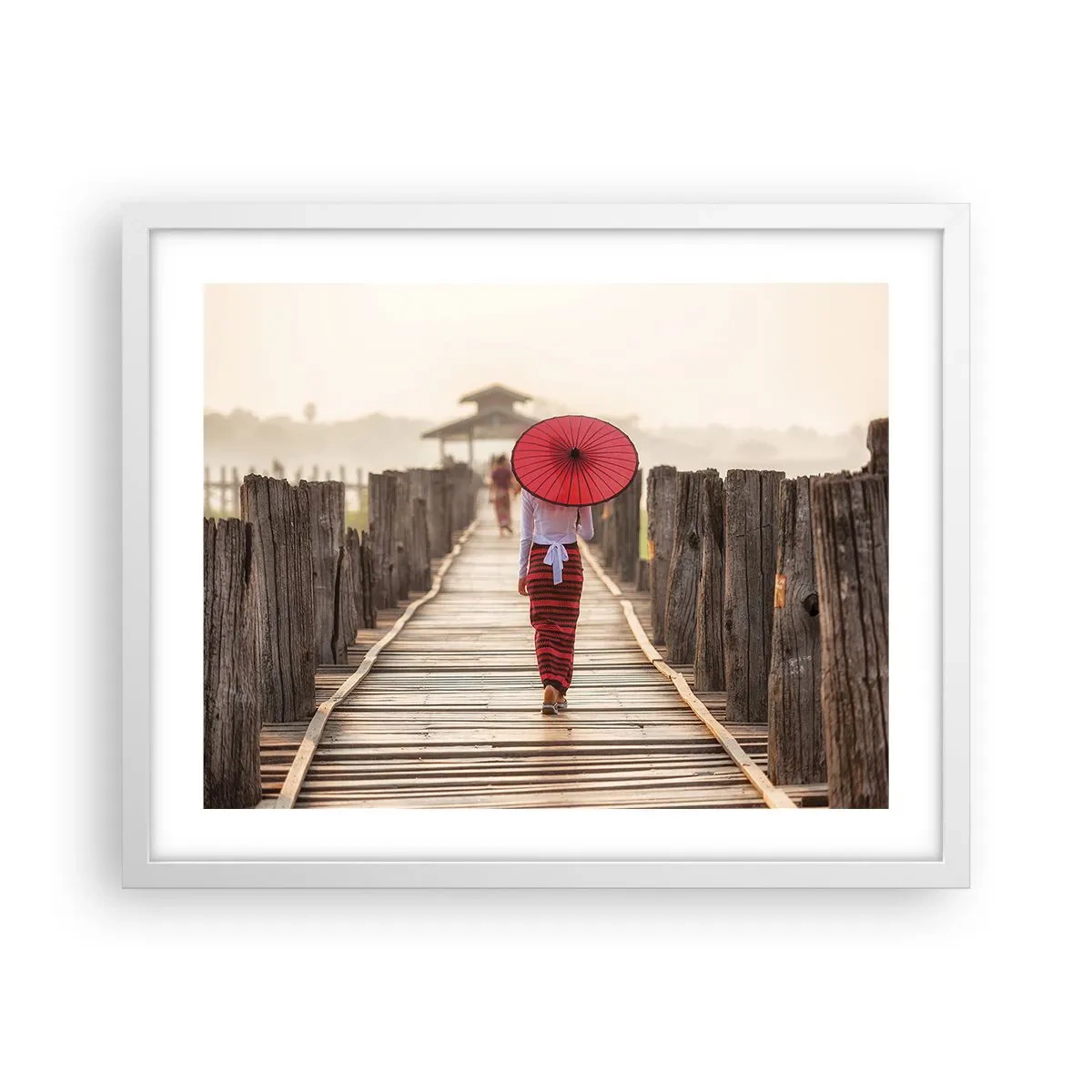 Póster en marco blanco - En un viejo puente - 50x40 cm