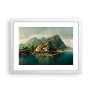 Póster en marco blanco - Paraíso tropical - 40x30 cm