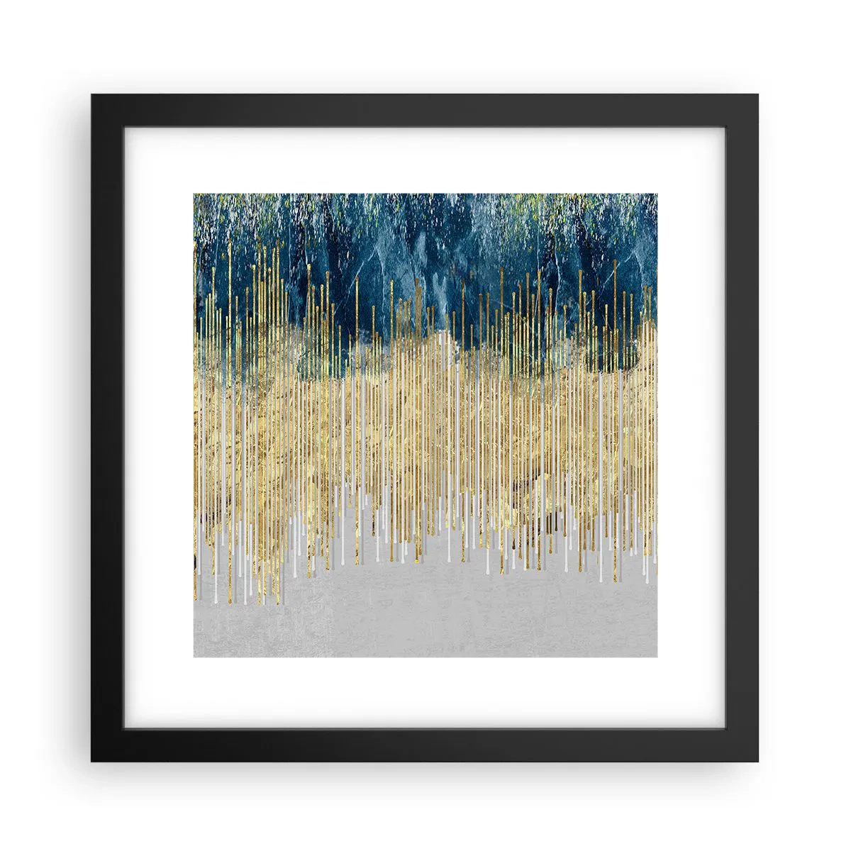 Póster en marco negro - Frontera de líneas doradas - 30x30 cm