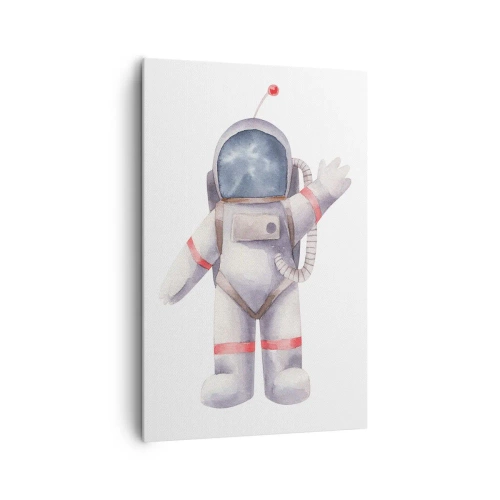 Cuadro sobre lienzo - Impresión de Imagen - Astronauta en estilo acuarela sobre fondo blanco. - 80x120cm - Esto es todo por ahora - Decoración de pared moderna para salón y dormitorio ARTTOR