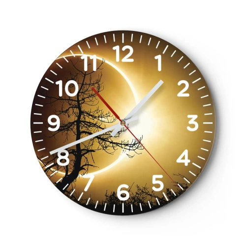 Reloj de pared - Reloj de vidrio - Eclipse total - 30x30 cm