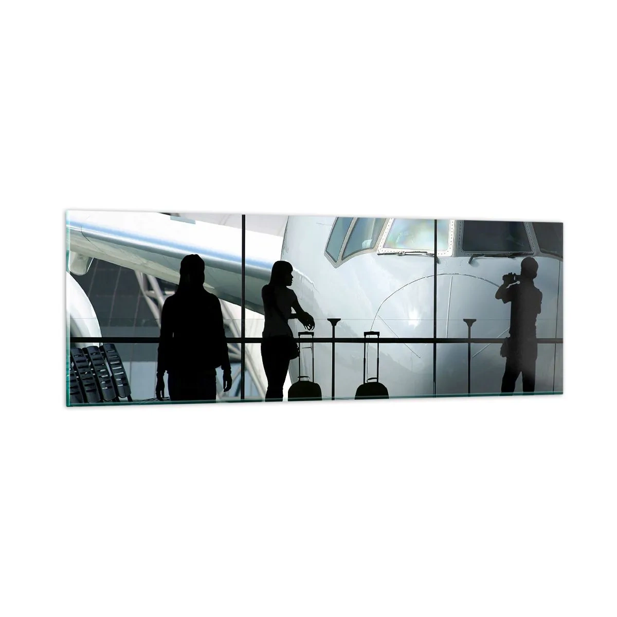 Cuadro sobre vidrio - Impresiones sobre Vidrio - Vis a vis en el aeropuerto - 90x30 cm