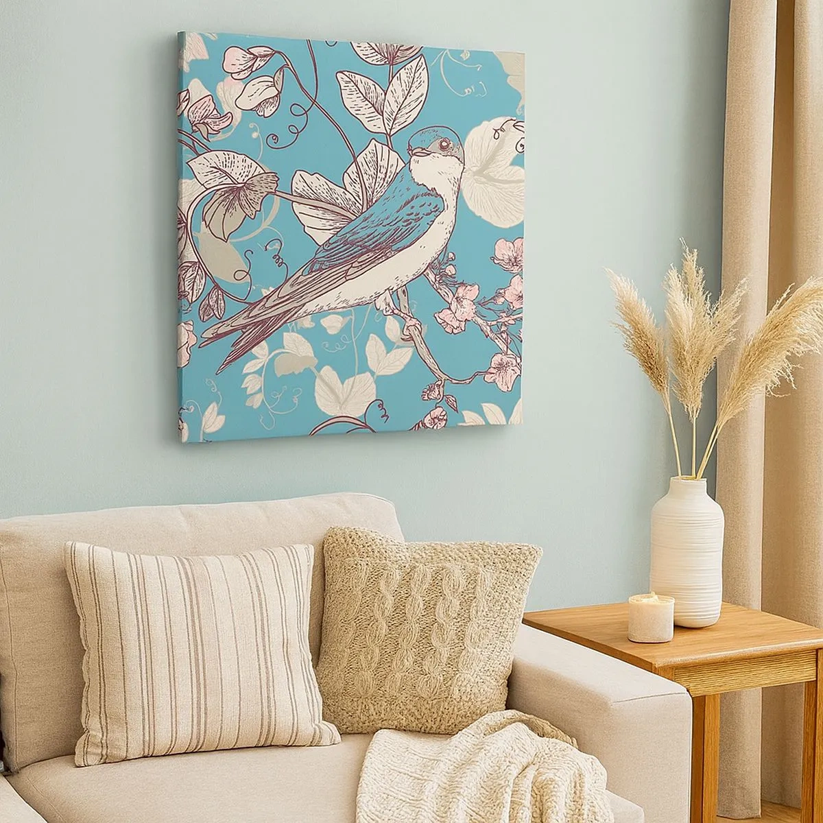 Cuadro sobre lienzo - Impresión de Imagen - En el cerezo - 30x30 cm