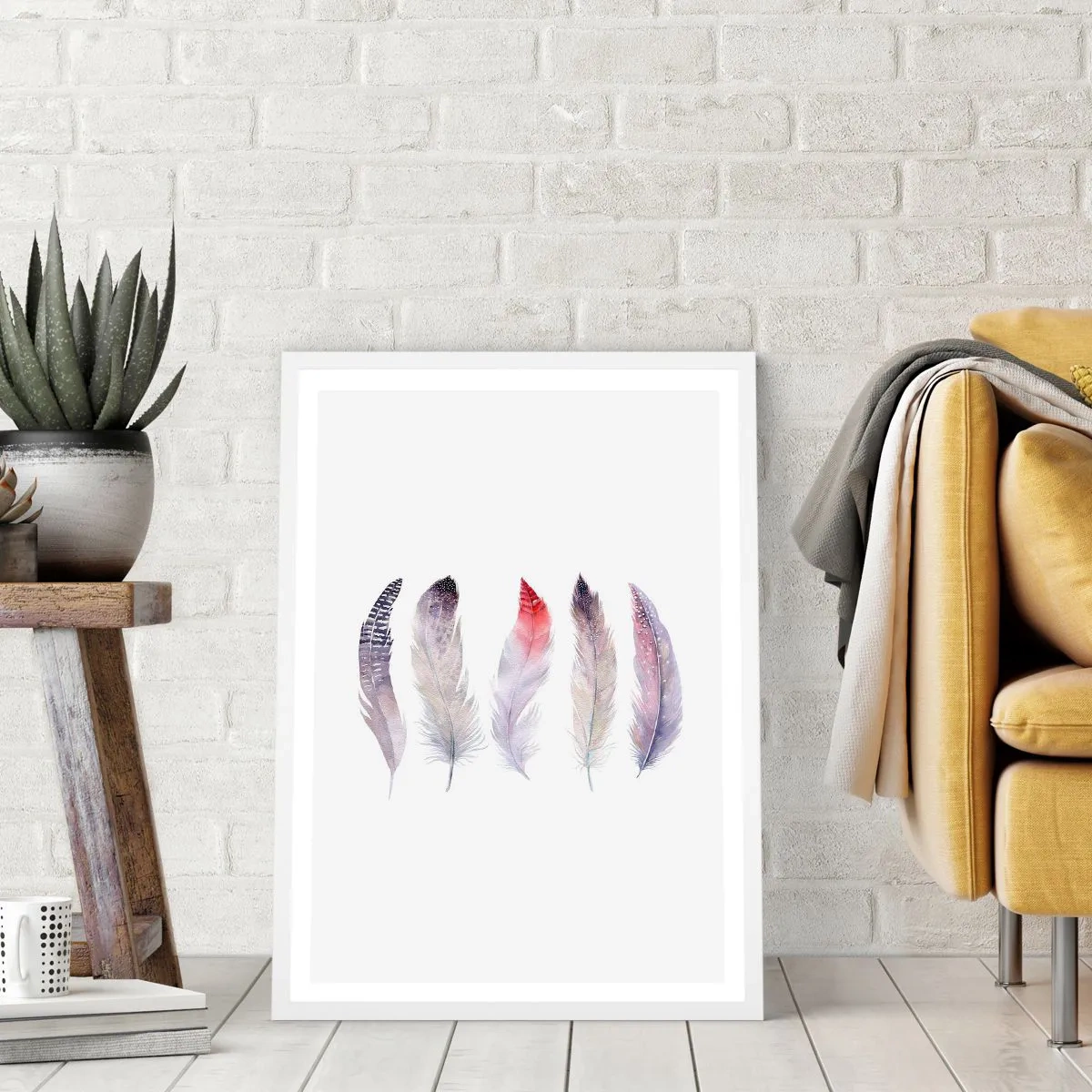 Póster en marco blanco - Suave como la niebla de muchos colores - 70x100 cm