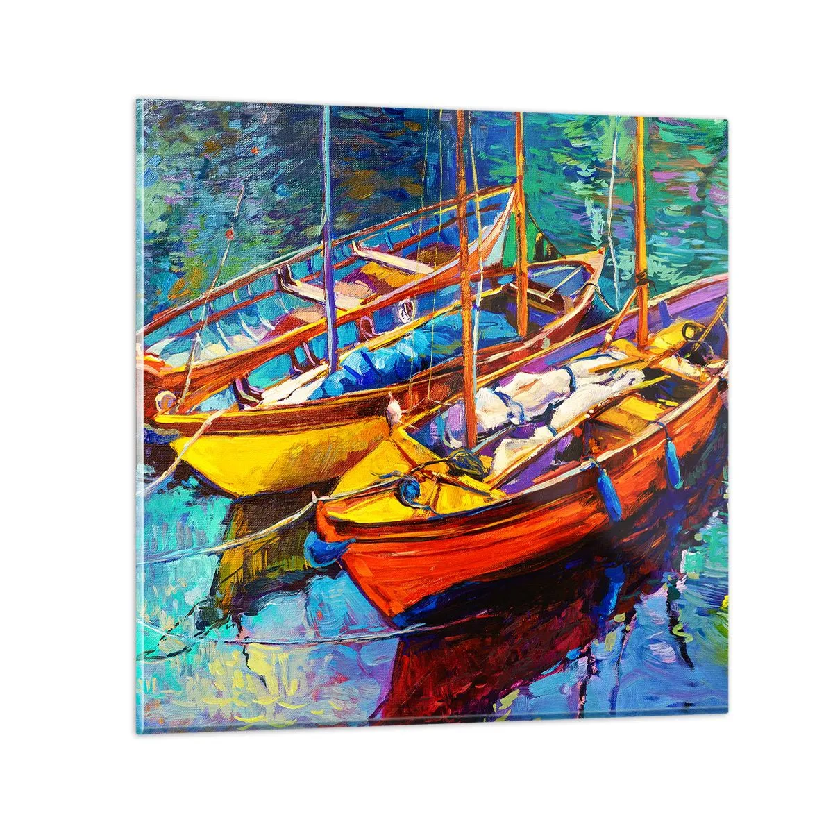 Cuadro sobre vidrio - Impresiones sobre Vidrio - Sobre el agua espesa de color - 40x40 cm