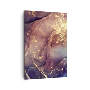 Cuadro sobre lienzo - Impresión de Imagen - Composición abstracta con tonos dorados y morados. - 70x100cm - Materia y espíritu - Decoración de pared moderna para salón y dormitorio ARTTOR