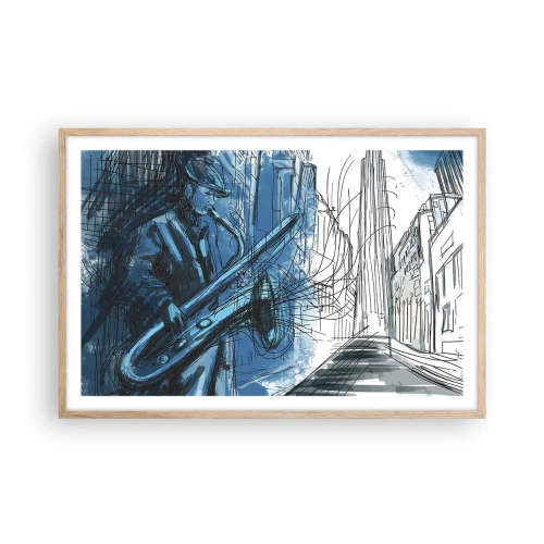 Póster en marco roble claro - Rapsodia urbana - 91x61 cm