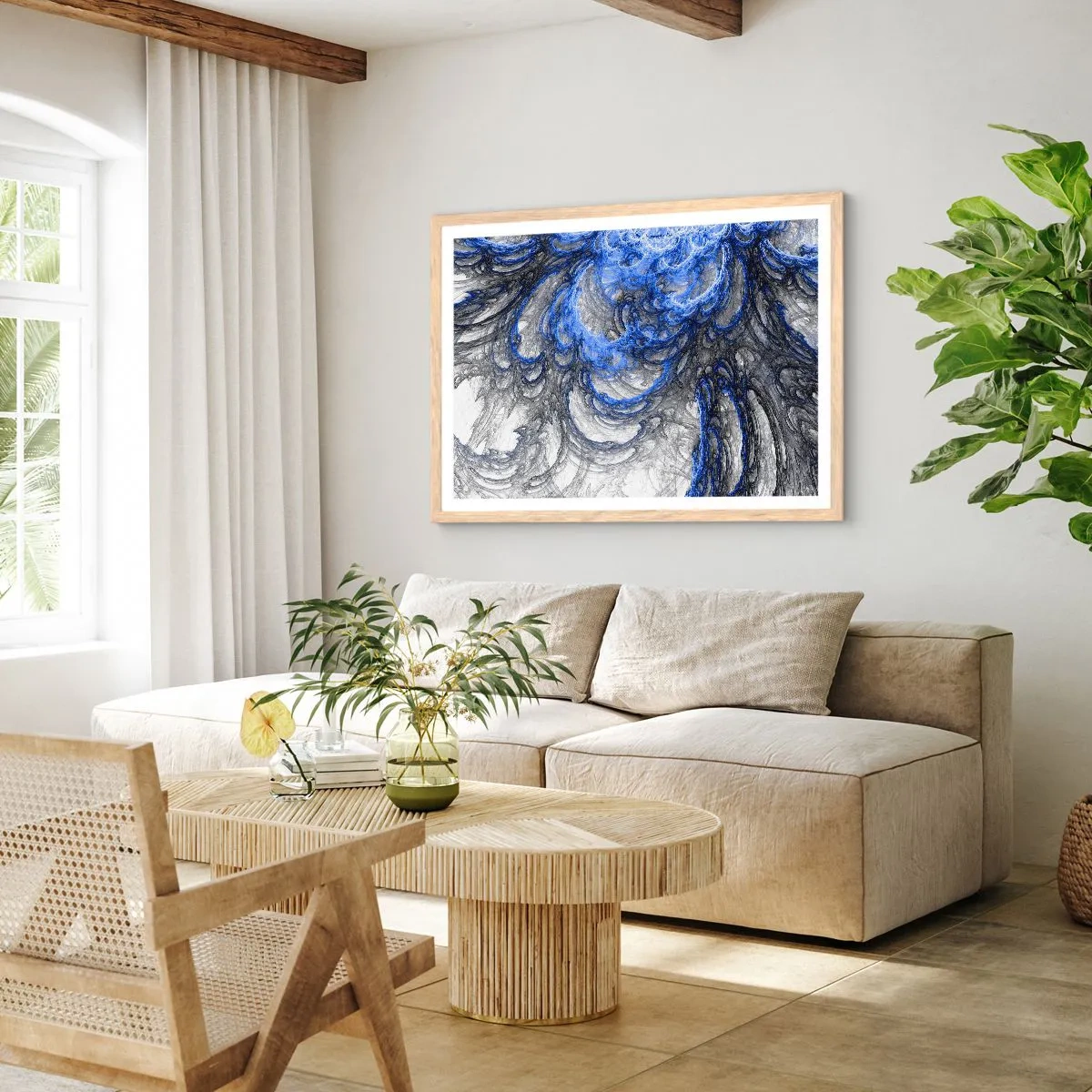 Póster en marco roble claro - El nacimiento de una ola - 40x30 cm