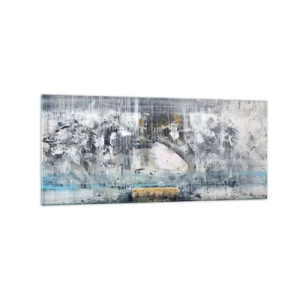 Cuadro sobre vidrio - Impresiones sobre Vidrio - Composición abstracta en tonos fríos - 120x50cm - Hielo abstracto - Decoración de pared moderna para salón y dormitorio ARTTOR