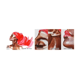 Muestra de fotomural Premium Sand - Aroma que te hace sentir - retrato de una mujer, cara de mujer, Abstracción - 100x30 cm