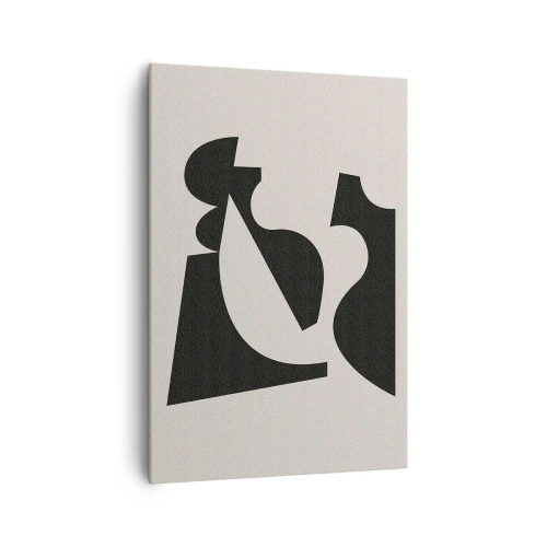 Cuadro sobre lienzo - Impresión de Imagen - Composición geométrica abstracta en blanco y negro - 70x100cm - Para automontaje - Decoración de pared moderna para salón y dormitorio ARTTOR