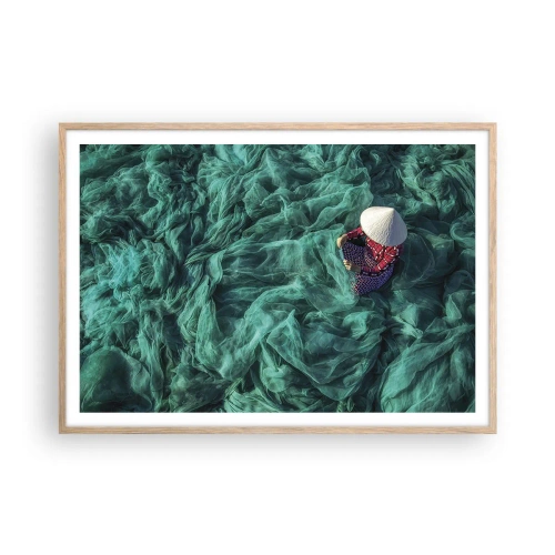 Póster en marco roble claro - En un mar de redes - 100x70 cm