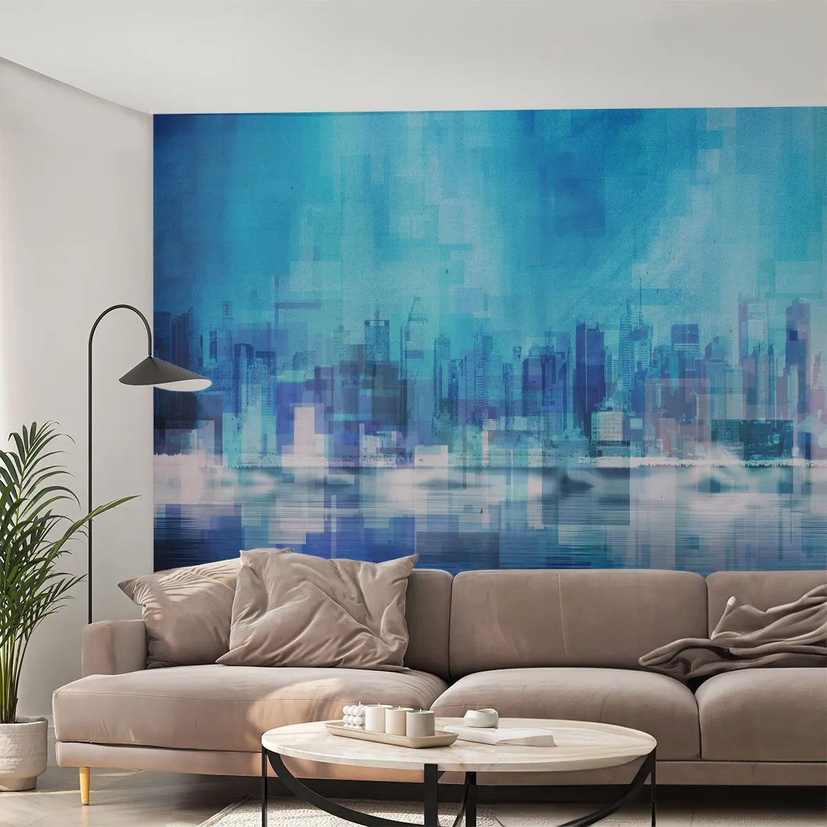 Fotomural Standard Eco - La urbe azul - Abstracción, Ciudad, Arquitectura - 400x280 cm