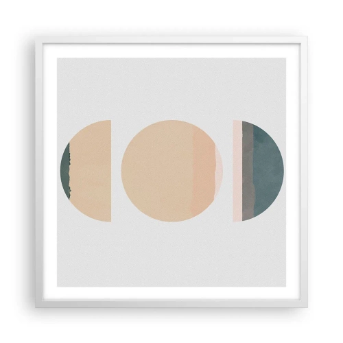 Póster en marco blanco - Círculo tras círculo - 60x60 cm