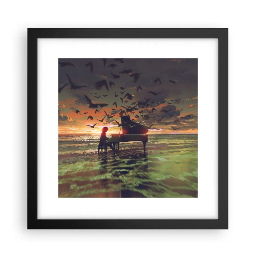 Póster en marco negro - Concierto de piano y olas - 30x30 cm