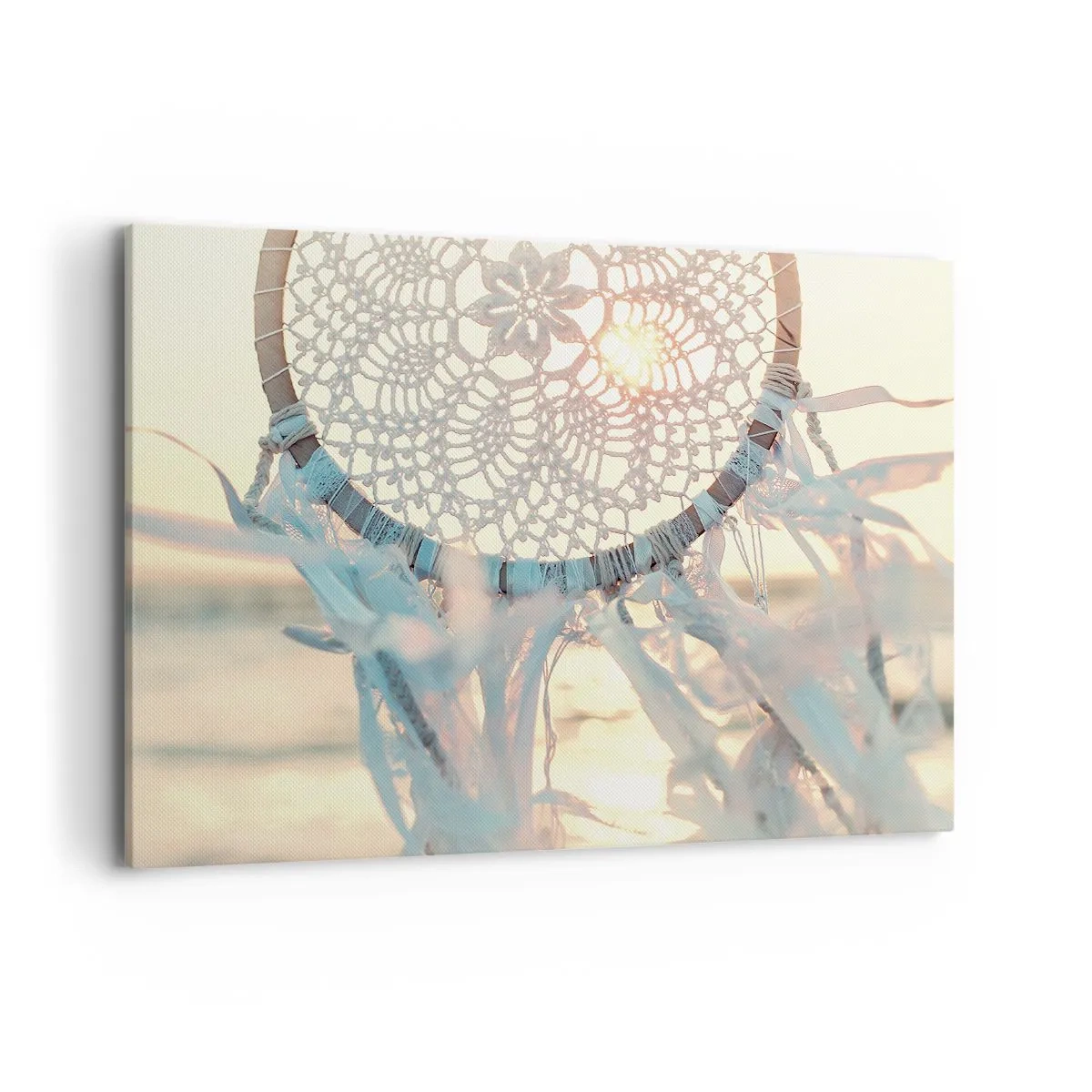 Cuadro sobre lienzo - Impresión de Imagen - Un delicado atrapasueños con el sol poniente como telón de fondo. - 100x70cm - Tótem sagrado - Decoración de pared moderna para salón y dormitorio ARTTOR