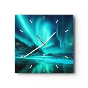 Reloj de pared - Reloj de vidrio - Maravillas del norte - 40x40 cm