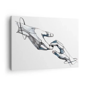 Cuadro sobre lienzo - Impresión de Imagen - Representación artística de una mano en forma minimalista y geométrica. - 70x50cm - Un buen gesto - Decoración de pared moderna para salón y dormitorio ARTTOR