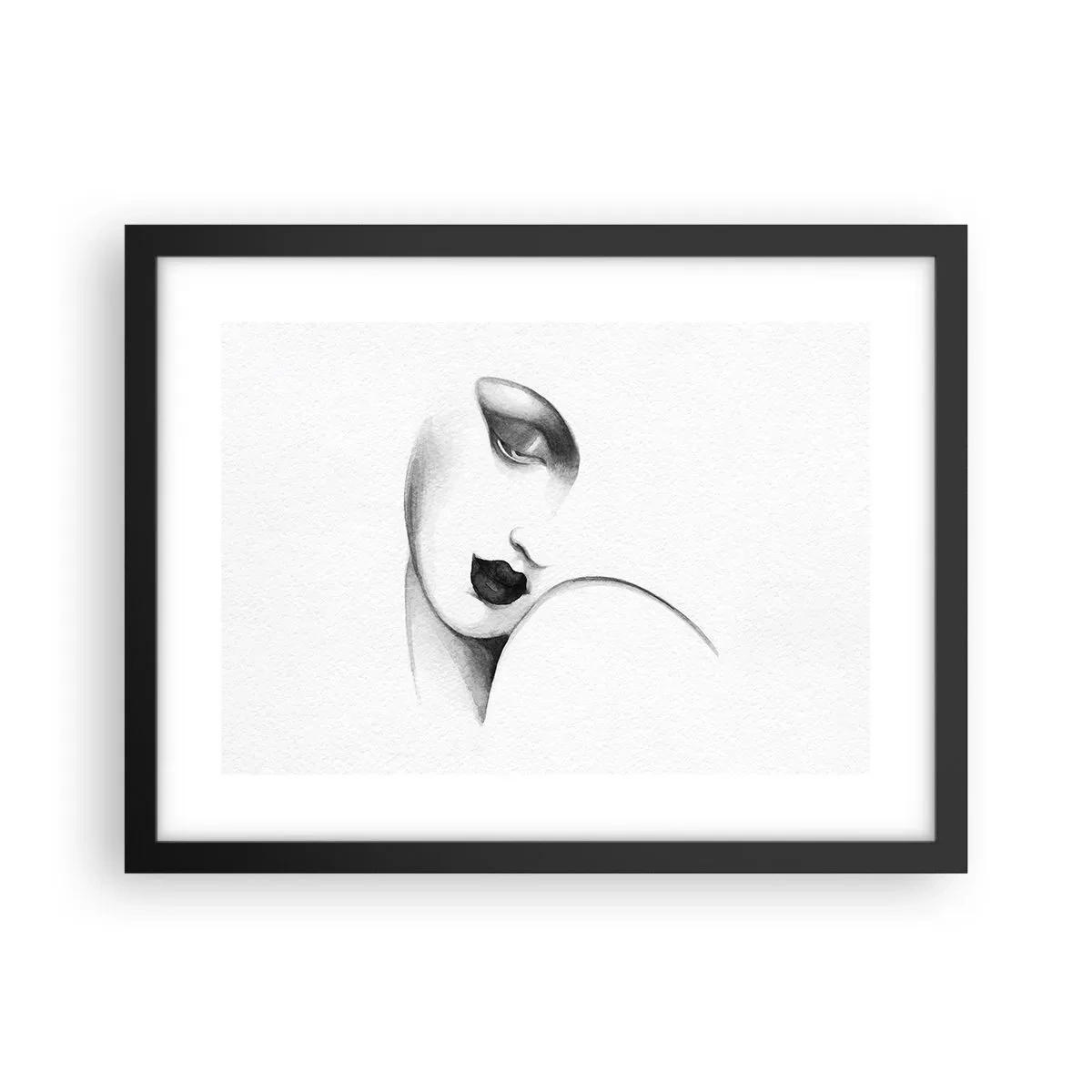 Póster en marco negro - Pensativa - 40x30 cm