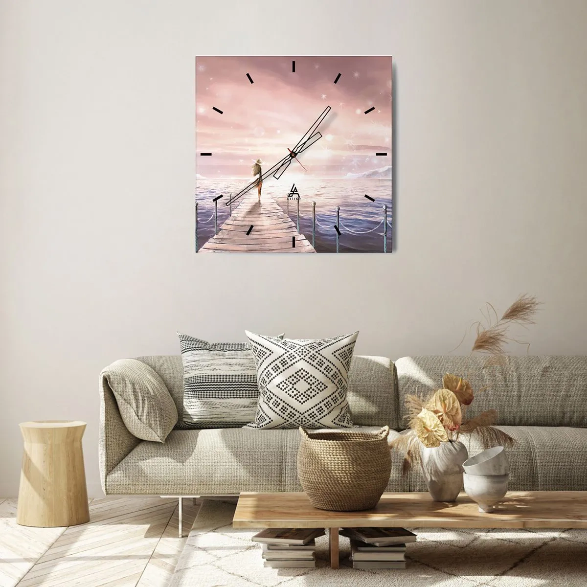 Reloj de pared - Reloj de vidrio - A la luz de un sueño - 40x40 cm