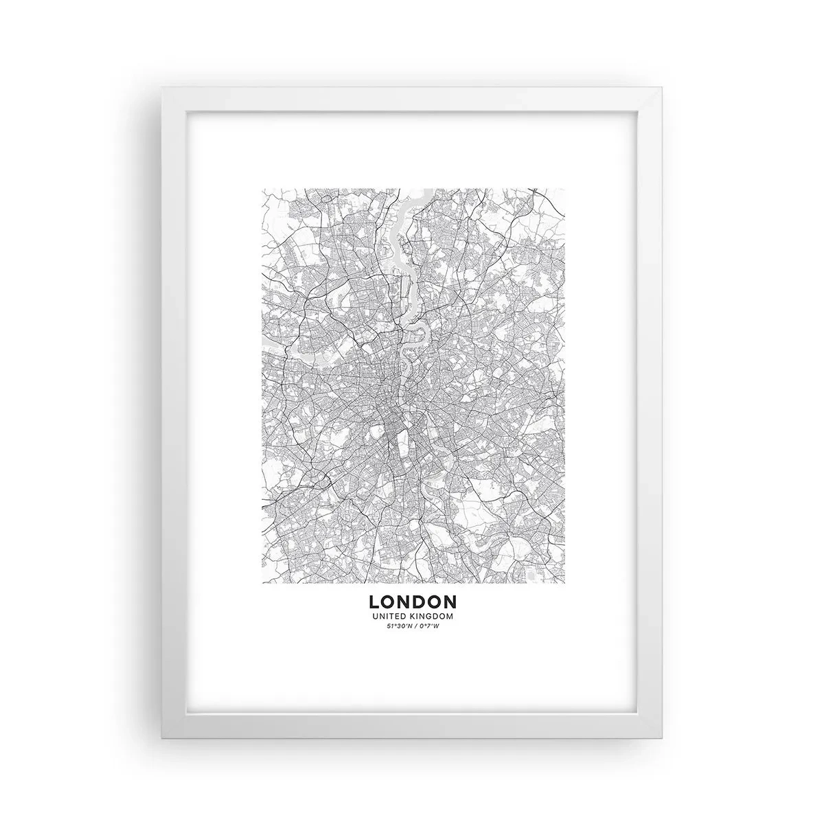 Póster en marco blanco - Un mapa del laberinto de Londres - 30x40 cm