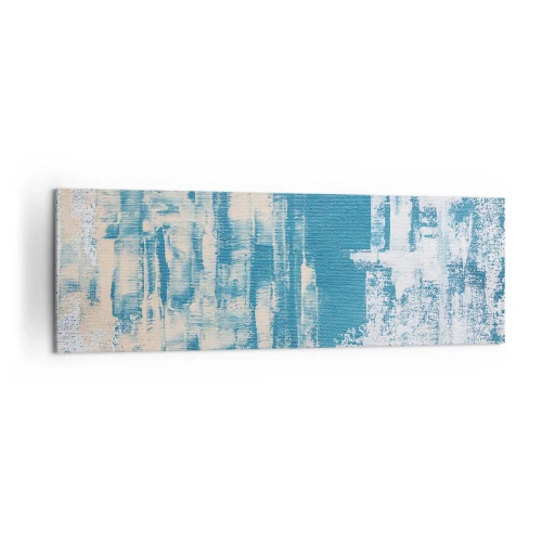 Cuadro sobre lienzo - Impresión de Imagen - Composición abstracta en tonos azules y blancos. - 160x50cm - A través de un carámbano - Decoración de pared moderna para salón y dormitorio ARTTOR