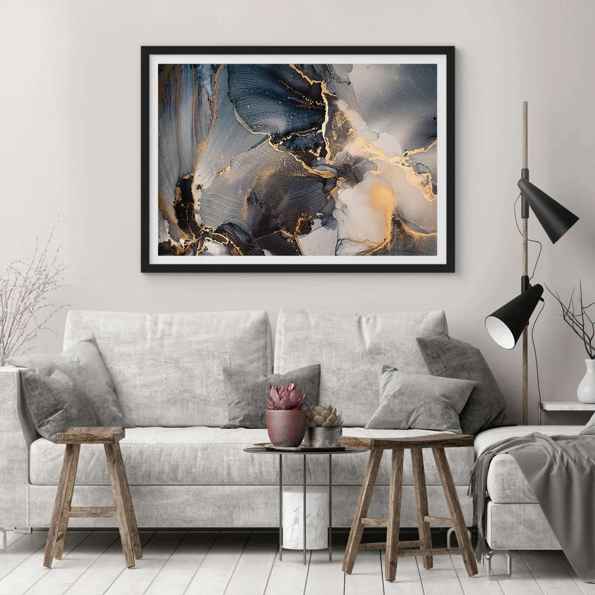Póster en marco negro - La vida de una piedra - 40x30 cm