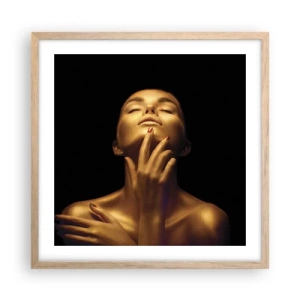 Póster en marco roble claro - Como seda dorada - 50x50 cm