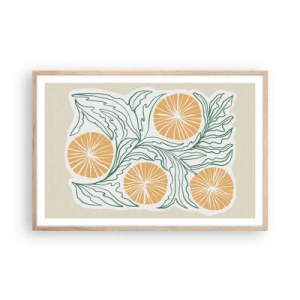 Póster en marco roble claro - Étnico con un toque de abstracción - 91x61 cm