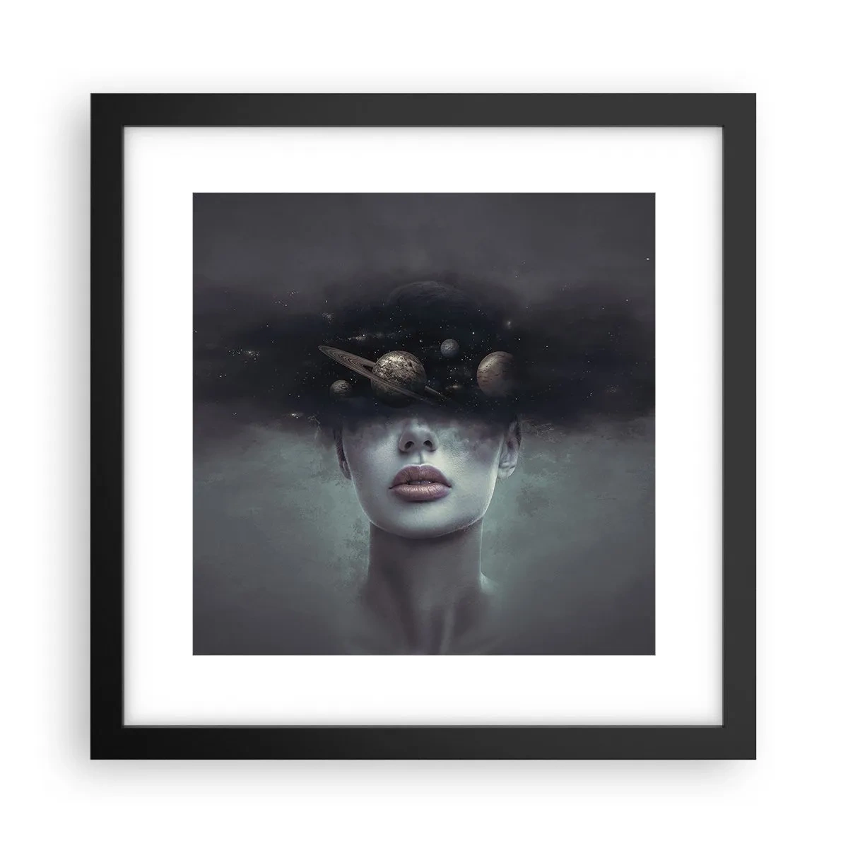 Póster en marco negro - Y los planetas sienten... - 30x30 cm