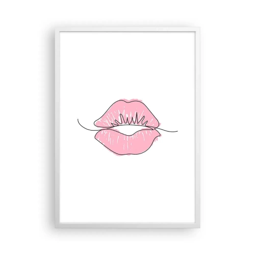Póster en marco blanco - ¿Listo para un beso? - 50x70 cm