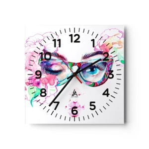 Reloj de pared - Reloj de vidrio - Una promesa tentadora - 30x30 cm