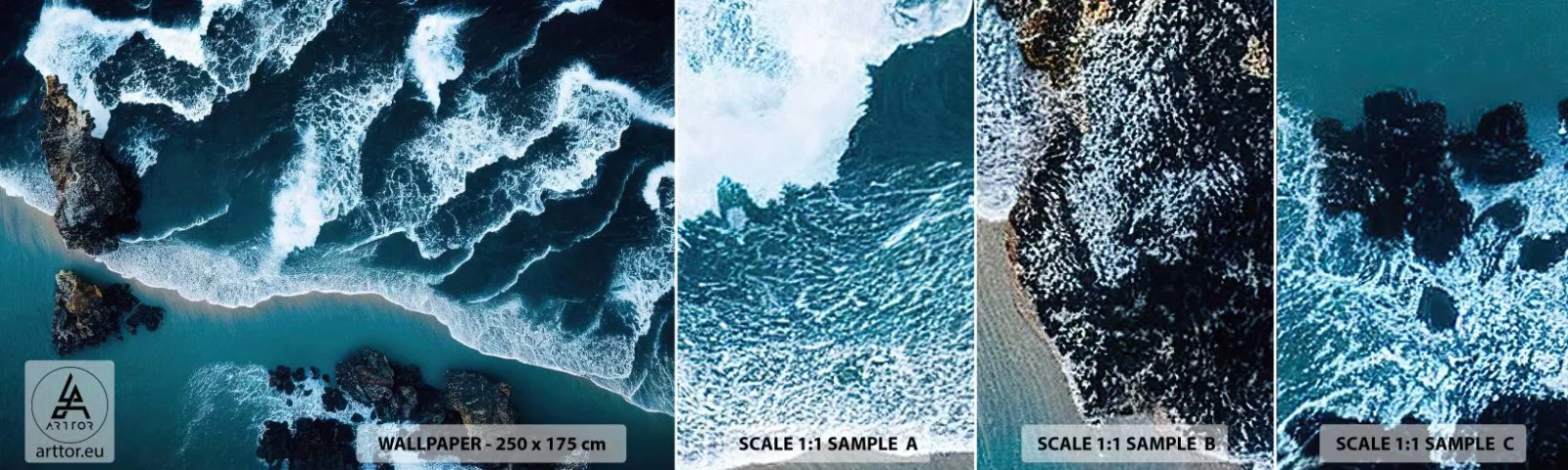 Muestra De Fotomural Standard Eco - Rodeadas por las olas - Acantilado, Mar, Naturaleza - 100x30 cm