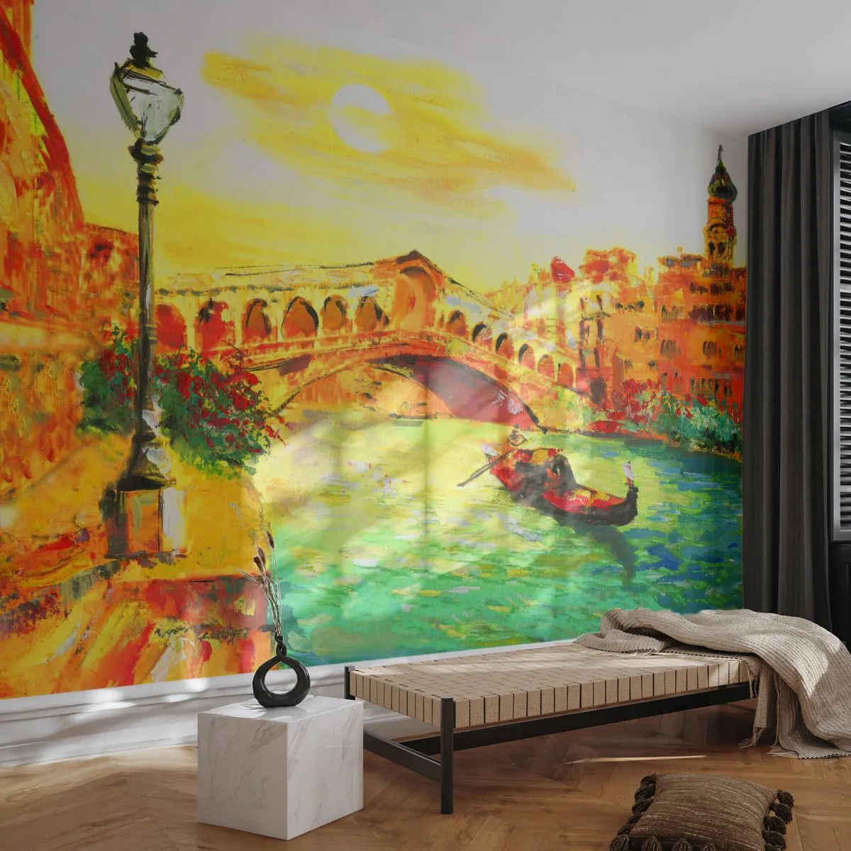 Fotomural Premium Sand - Peregrinación de los amantes - Venecia, Ciudad, Arquitectura - 500x350 cm