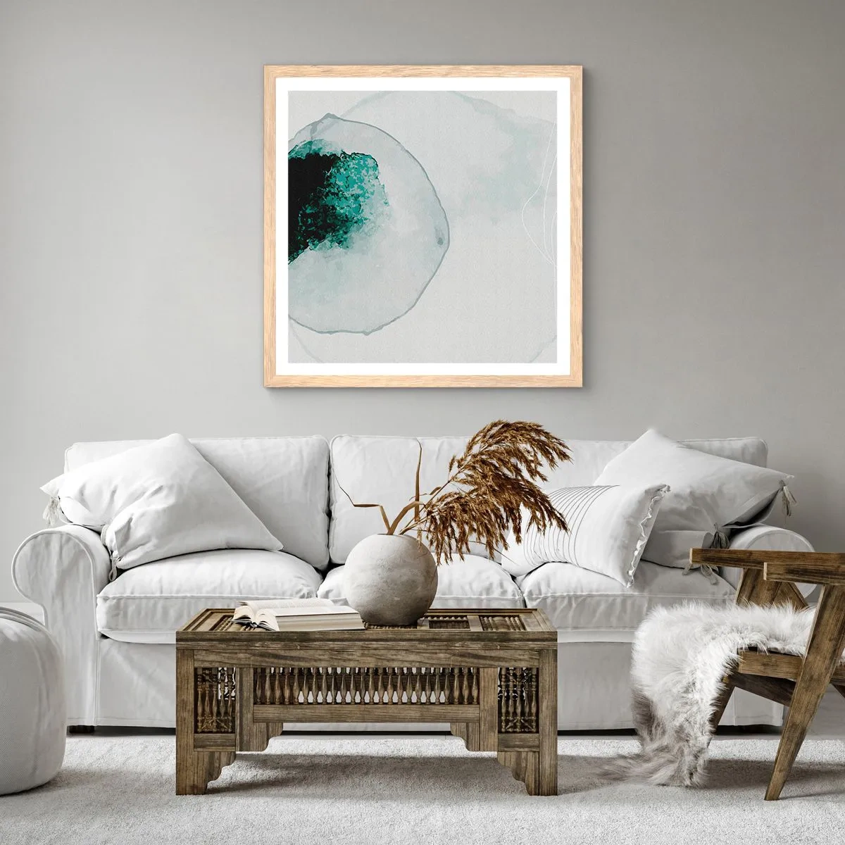 Póster en marco roble claro - En una gota de agua - 60x60 cm