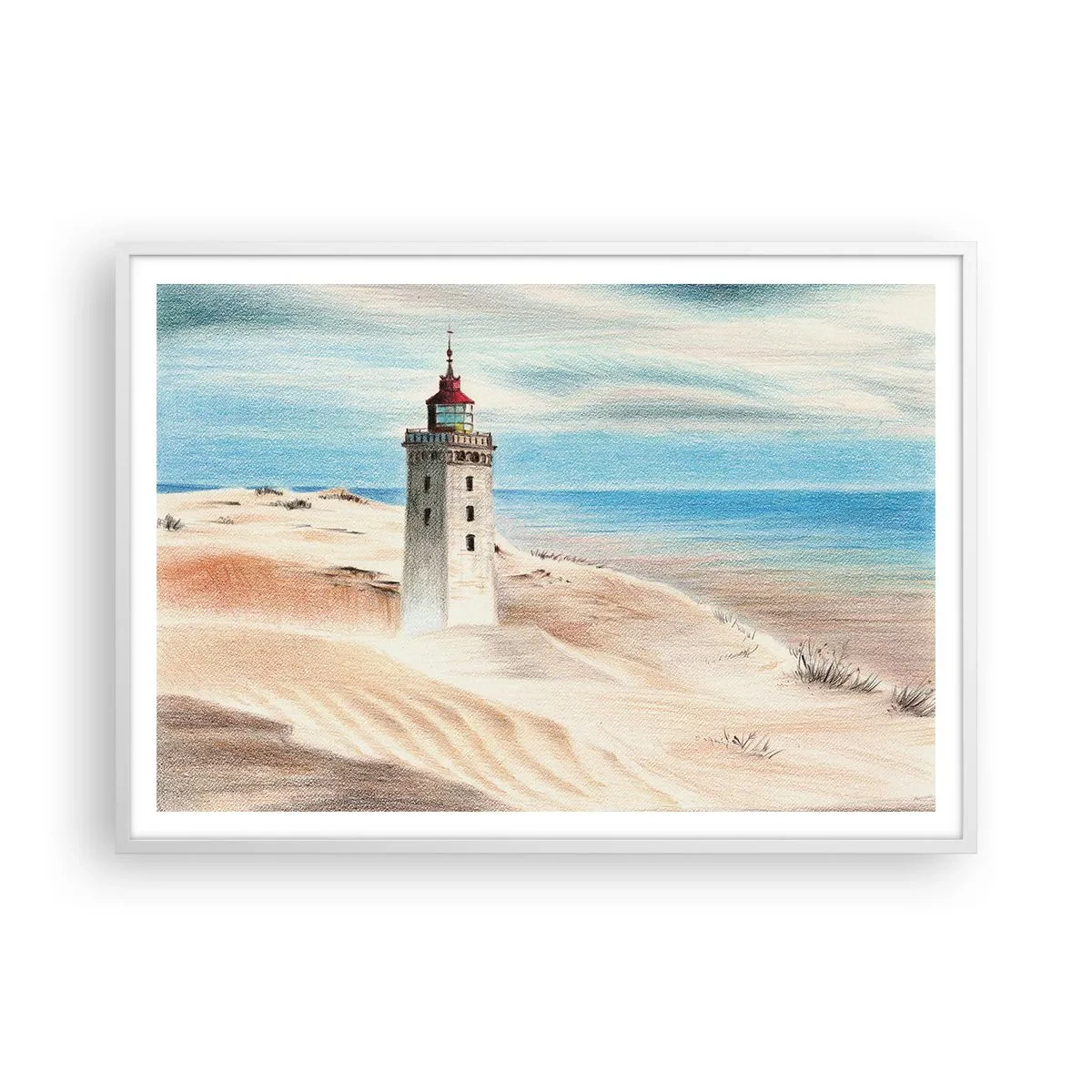 Póster en marco blanco - Siempre mirando al mar - 100x70 cm