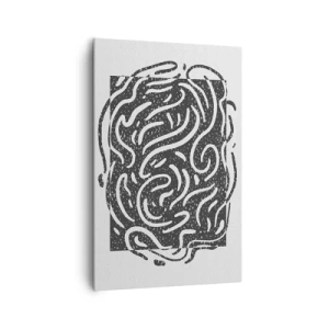 Cuadro sobre lienzo - Impresión de Imagen - Abstracción en blanco y negro en estilo geométrico. - 80x120cm - Abstracción: una danza de alegría - Decoración de pared moderna para salón y dormitorio ARTTOR