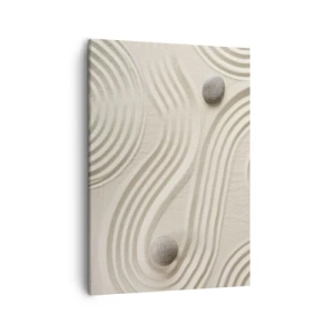 Cuadro sobre lienzo - Impresión de Imagen - Diseño zen minimalista con arena y piedras. - 50x70cm - Un toque de calidez - Decoración de pared moderna para salón y dormitorio ARTTOR
