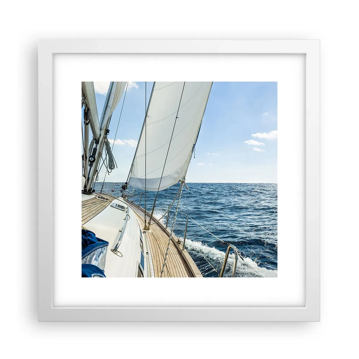 Póster en marco blanco - Ahoy, a la aventura - 30x30 cm