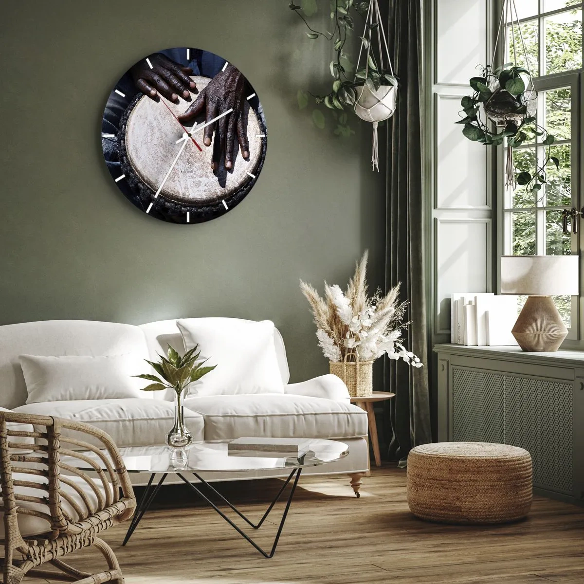 Reloj de pared - Reloj de vidrio - Vive a tu ritmo - 30x30 cm