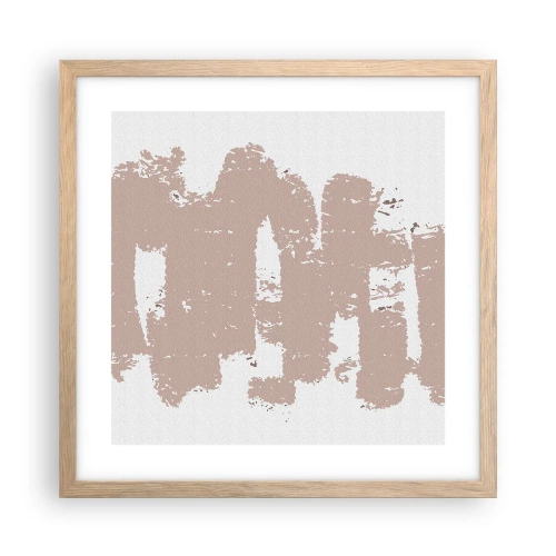 Póster en marco roble claro - Abstracción en rosa suave - 40x40 cm