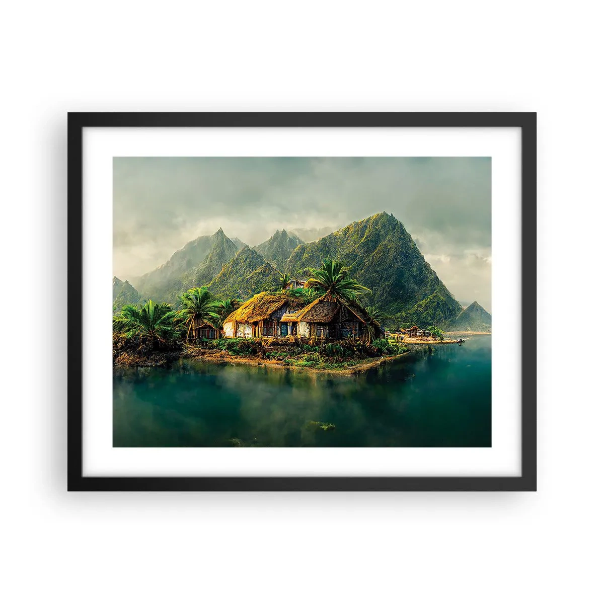 Póster en marco negro - Paraíso tropical - 50x40 cm