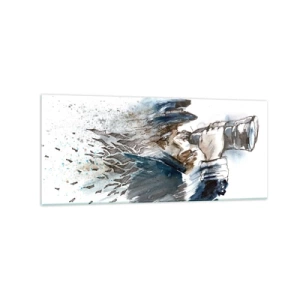 Cuadro sobre vidrio - Impresiones sobre Vidrio - Un capitán con binoculares en una dinámica escena de acuarela. - 120x50cm - Tierra a la vista - Decoración de pared moderna para salón y dormitorio ARTTOR