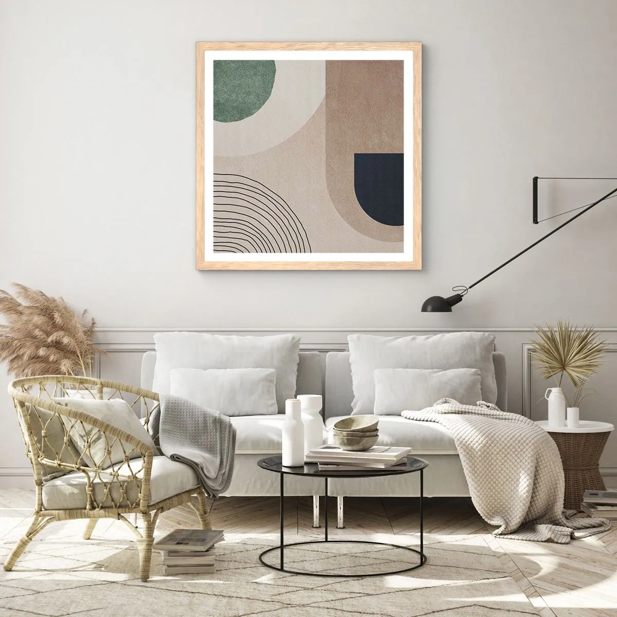 Póster en marco roble claro - La delicadeza de un óvalo - 30x30 cm