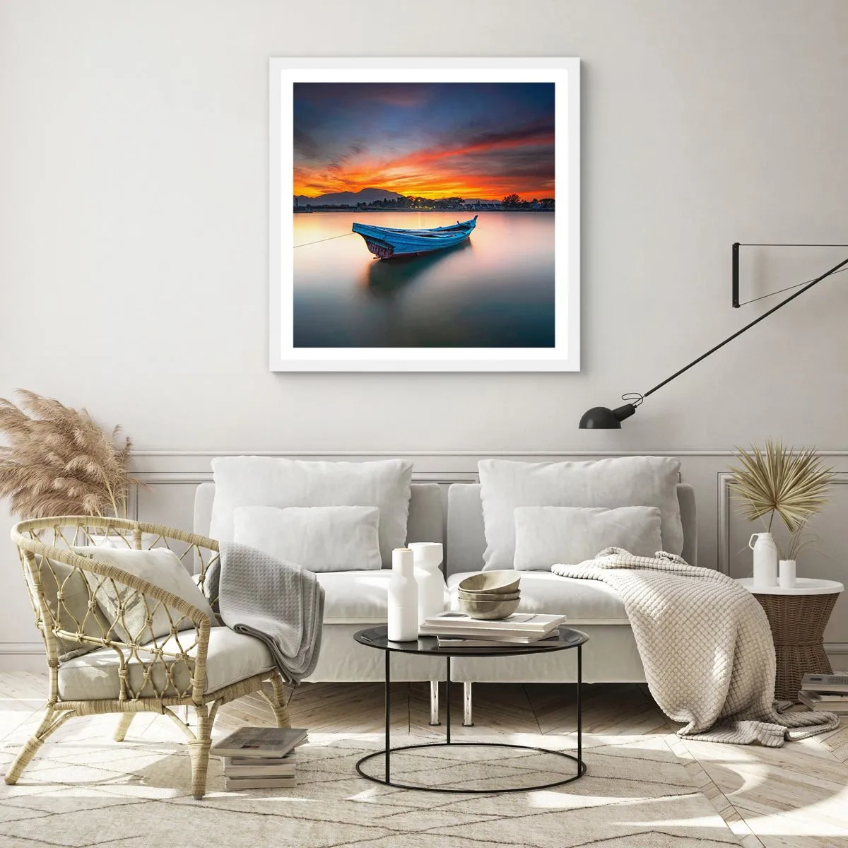 Póster en marco blanco - Se avecina una buena noche - 40x40 cm
