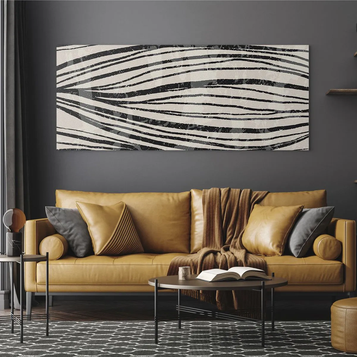 Cuadro sobre vidrio - Impresiones sobre Vidrio - Salpicadura de líneas - 100x40 cm