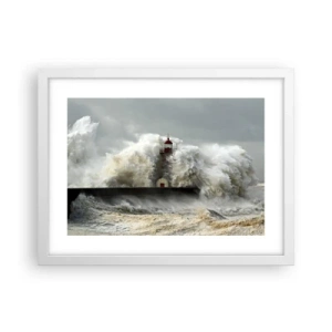 Póster en marco blanco - La furia del océano - 40x30 cm