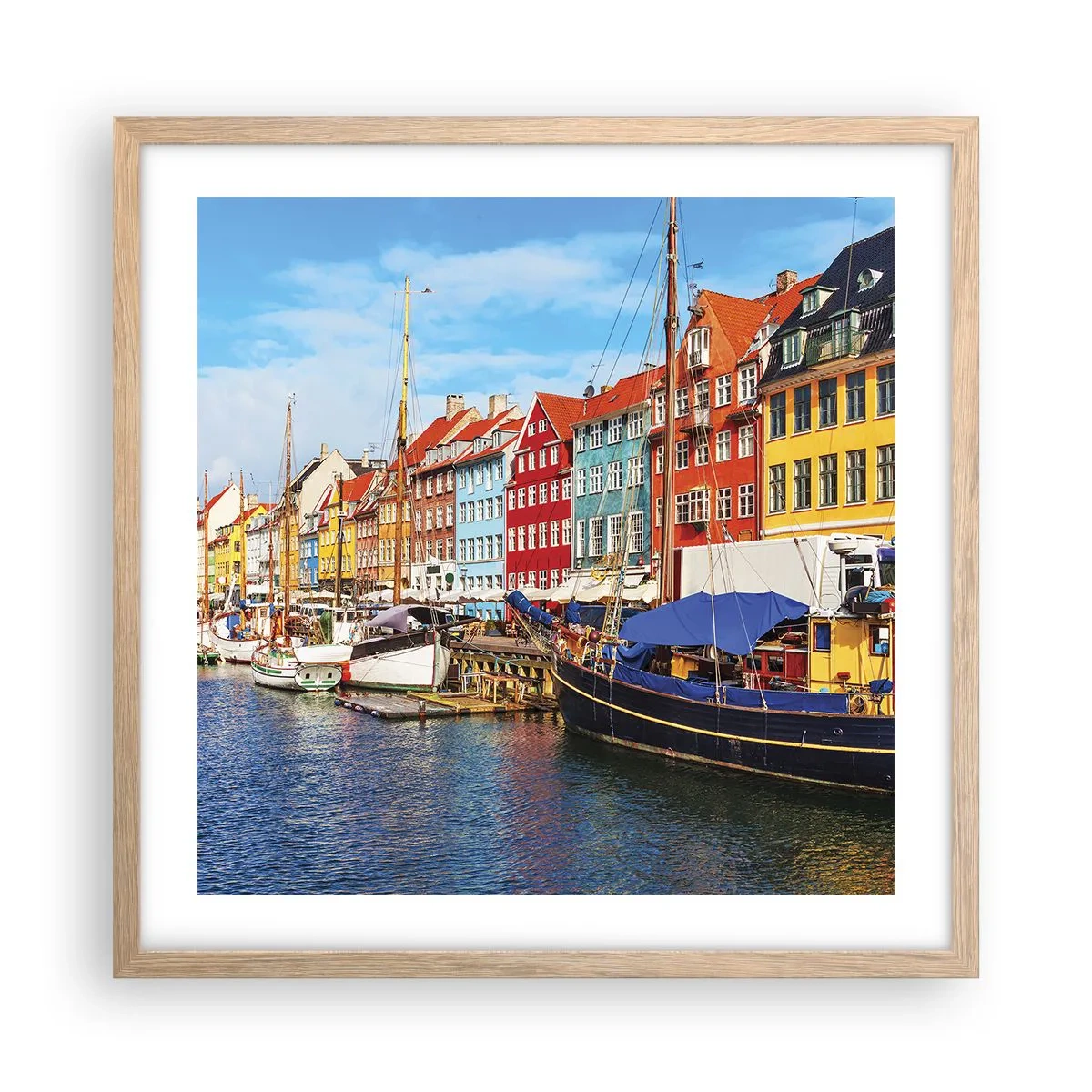 Póster en marco roble claro - Muelle alegre - 50x50 cm
