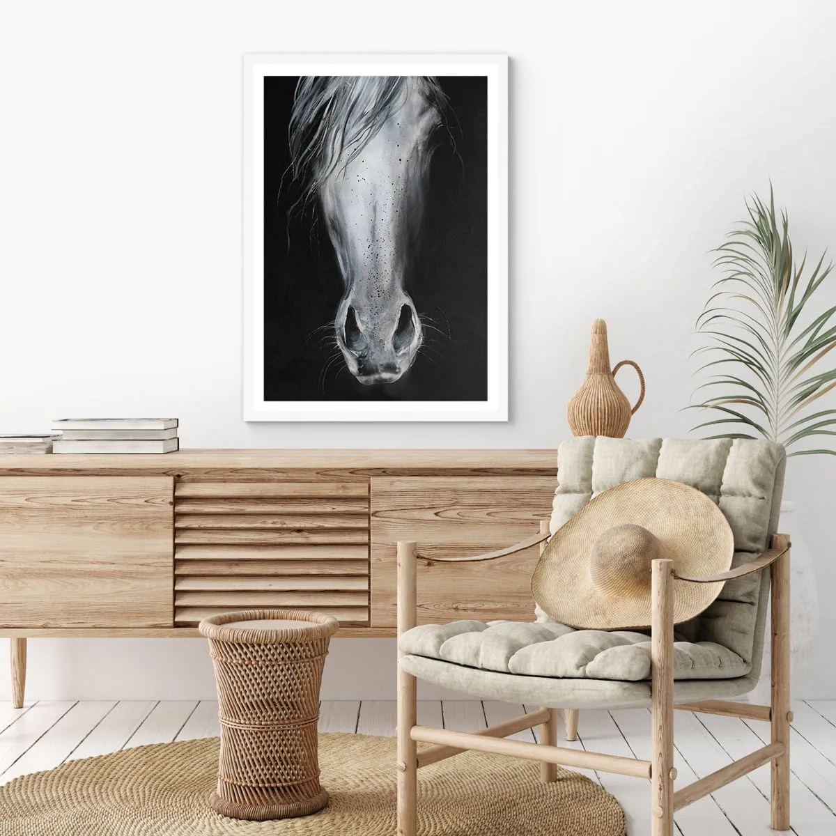 Póster en marco blanco - Mirada seductora - 50x70 cm