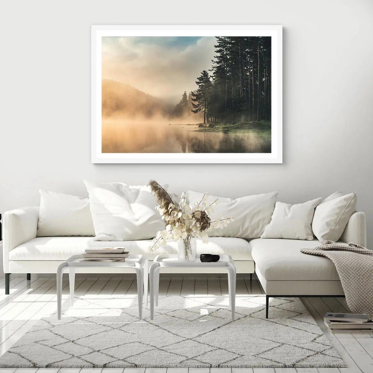 Póster en marco blanco - El nacimiento de un día - 70x50 cm